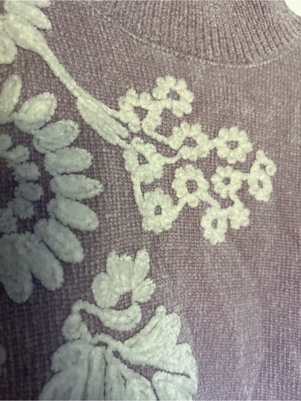 Cynthia Rowley Women's Lavender Floral Embroidered Sweater - Picture 5 of 5